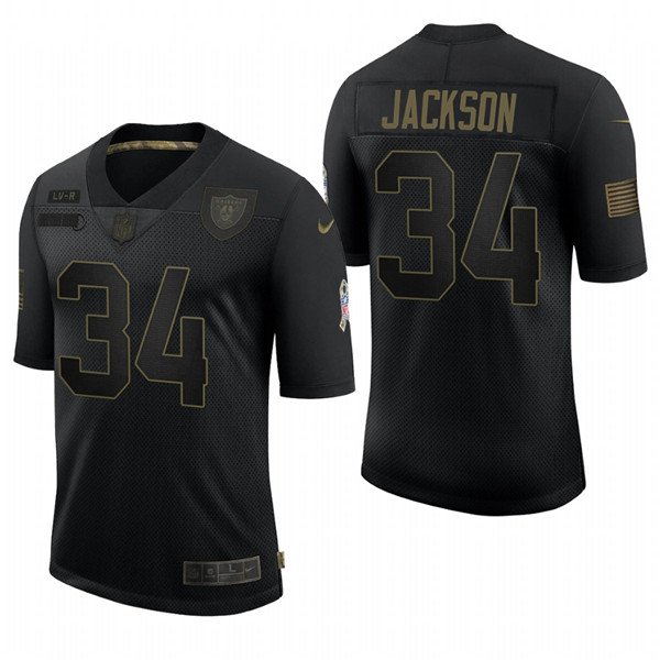 Men's Las Vegas Raiders #34 Bo Jackson Black 2020 Salute To Service Limited Stitched NFL Jersey